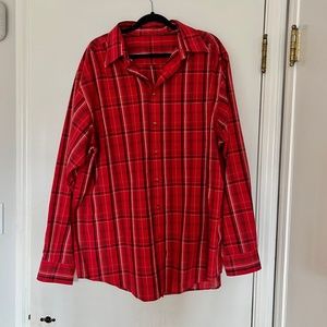 Vintage Unisex Red Flannel Plaid Button Shirt